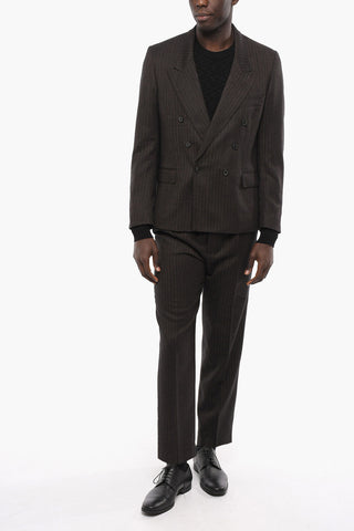 Wool Double Breasted Suit with Striped Pattern