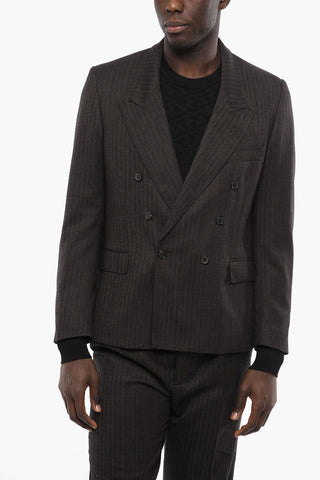 Wool Double Breasted Suit with Striped Pattern