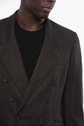 Wool Double Breasted Suit with Striped Pattern