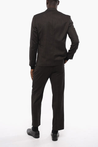 Wool Double Breasted Suit with Striped Pattern