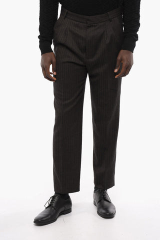 Wool Double Breasted Suit with Striped Pattern