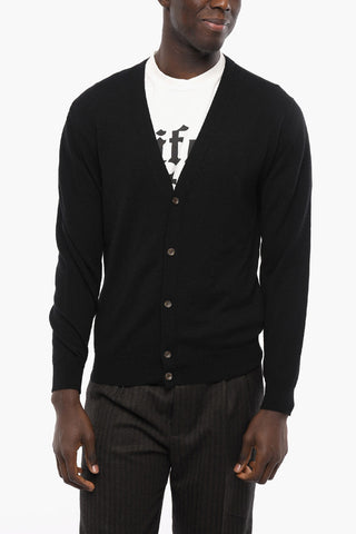 Lightweight Virgin Wool Cardigan with Contrast Buttons