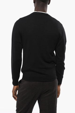 Lightweight Virgin Wool Cardigan with Contrast Buttons