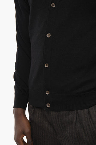 Lightweight Virgin Wool Cardigan with Contrast Buttons