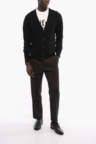 Lightweight Virgin Wool Cardigan with Contrast Buttons