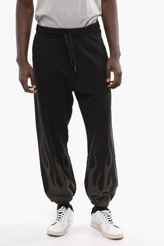 Brushed Cotton Joggers with Flames Print