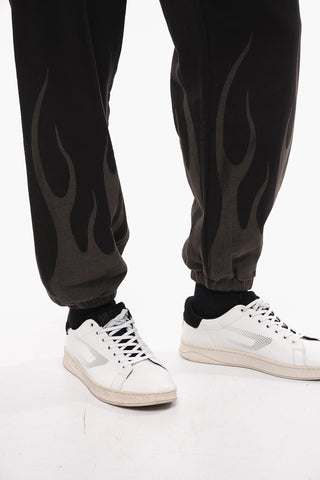 Brushed Cotton Joggers with Flames Print