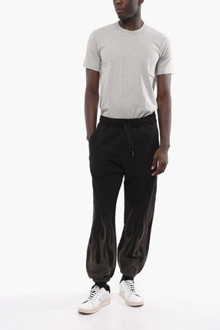 Brushed Cotton Joggers with Flames Print