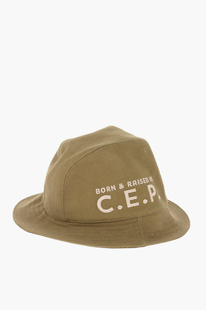 Cappello Bucket in Gabardina di Cotone con Ricamo