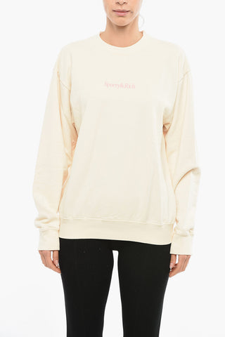 Solid Color Crew-neck Sweatshirt with Contrasting Print