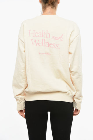 Solid Color Crew-neck Sweatshirt with Contrasting Print