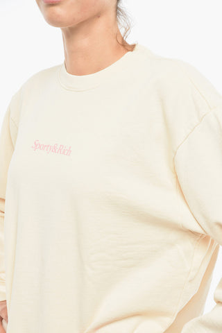 Solid Color Crew-neck Sweatshirt with Contrasting Print