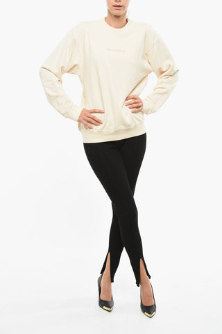 Solid Color Crew-neck Sweatshirt with Contrasting Print