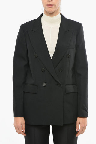 Flap Pockets ARI Doule Breasted Blazer with Logo-Buttons