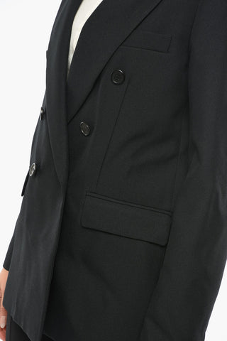 Flap Pockets ARI Doule Breasted Blazer with Logo-Buttons