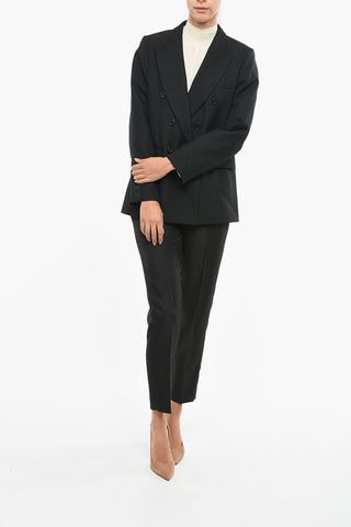 Flap Pockets ARI Doule Breasted Blazer with Logo-Buttons
