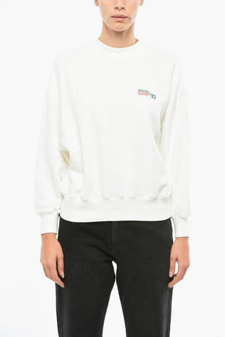 Crew Neck Cotton Sweatshirt with Terry Patch
