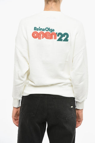 Crew Neck Cotton Sweatshirt with Terry Patch