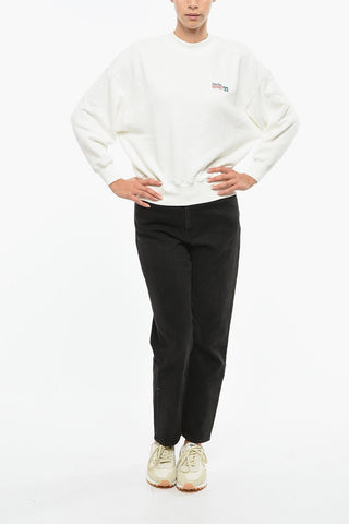 Crew Neck Cotton Sweatshirt with Terry Patch