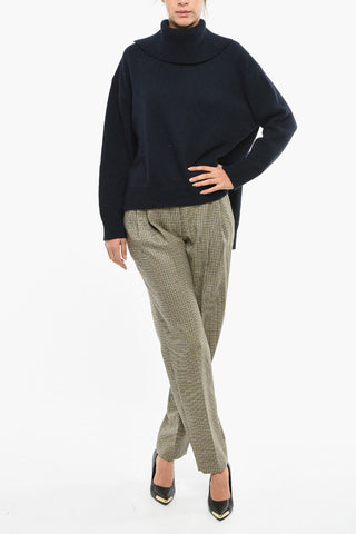 Asymmetric Lenght High-neck Pullover with Side Slits