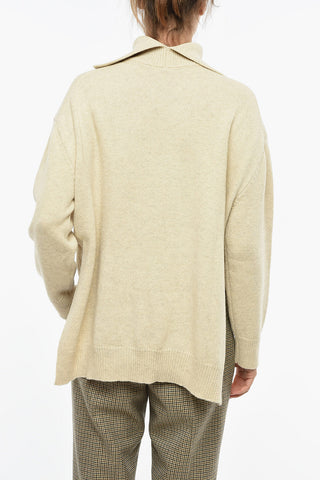 Asymmetric Lenght High-neck Pullover with Side Slits