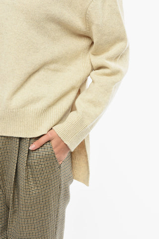 Asymmetric Lenght High-neck Pullover with Side Slits
