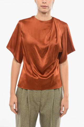 Blusa in Seta con Dettaglio Drappeggiato