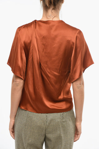 Blusa in Seta con Dettaglio Drappeggiato