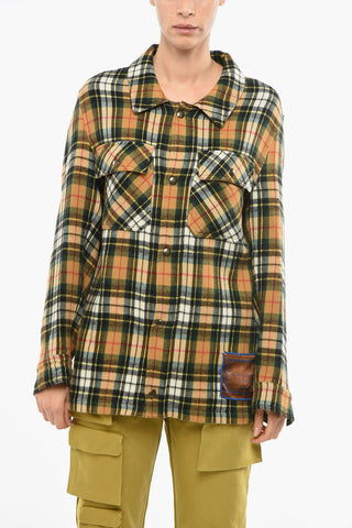 Tartan Motif Wool PANCAKE Overshirt with Double Breast Pocket
