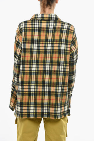 Tartan Motif Wool PANCAKE Overshirt with Double Breast Pocket