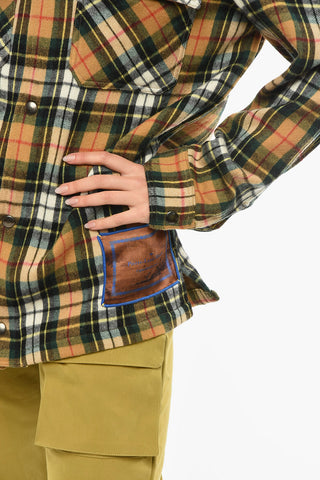 Tartan Motif Wool PANCAKE Overshirt with Double Breast Pocket