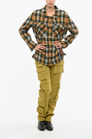 Tartan Motif Wool PANCAKE Overshirt with Double Breast Pocket