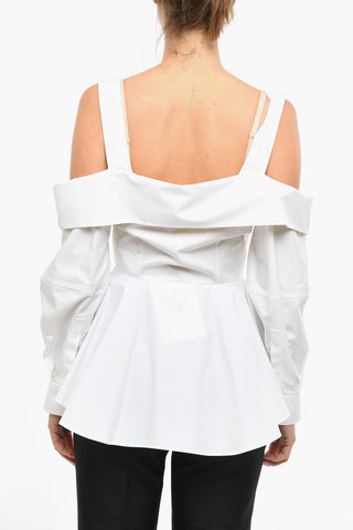 Camicia Peplum Cold-shoulder in Cotone