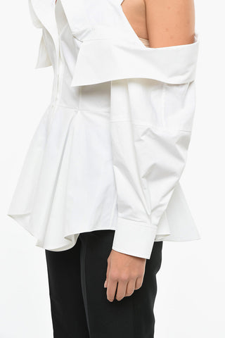 Camicia Peplum Cold-shoulder in Cotone