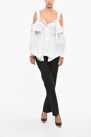 Camicia Peplum Cold-shoulder in Cotone