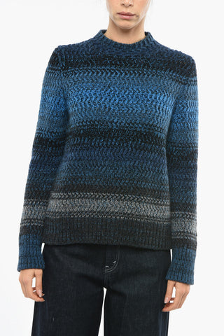 Maglia Girocollo in Cashmere con Design a Righe