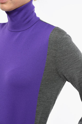 Zweifarbiger Pullover mit Stehkragen aus Wollmix