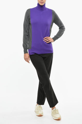 Zweifarbiger Pullover mit Stehkragen aus Wollmix