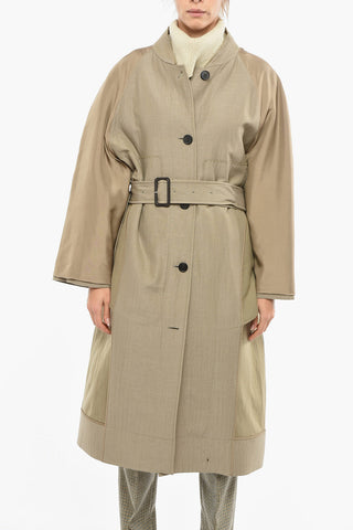 Wool Distressed Coat with Self-tie Detailing