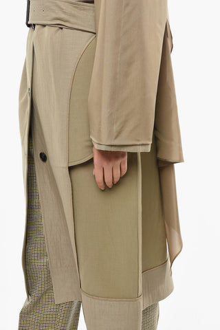 Wool Distressed Coat with Self-tie Detailing