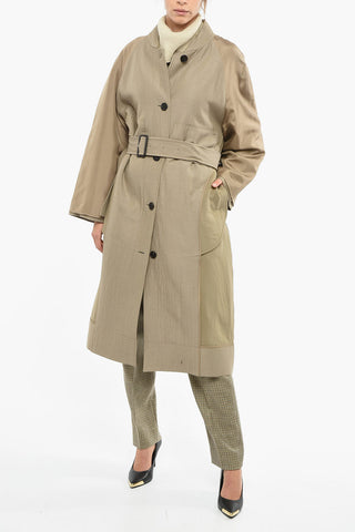 Wool Distressed Coat with Self-tie Detailing