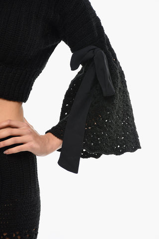 Maglia Aran Crop con Maniche a Campana