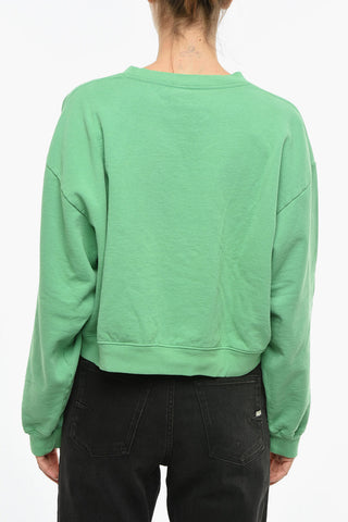Felpa Girocollo Crop in Cotone