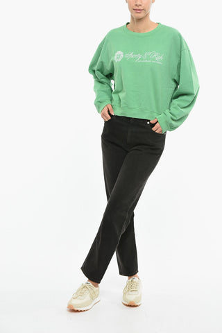 Felpa Girocollo Crop in Cotone