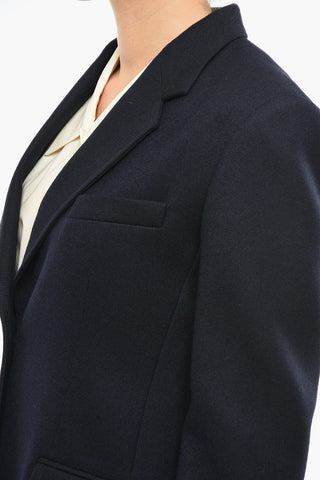 Single-breasted Blazer with Notch Lapel and Flap Pockets