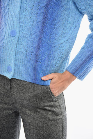 Alpaca-blend Aran Cardigan with Tie-dye Effect