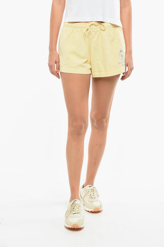 Shorts in Tinta Unita con Logo Stampato