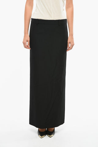 Wool Tube Skirt with Rear Slit