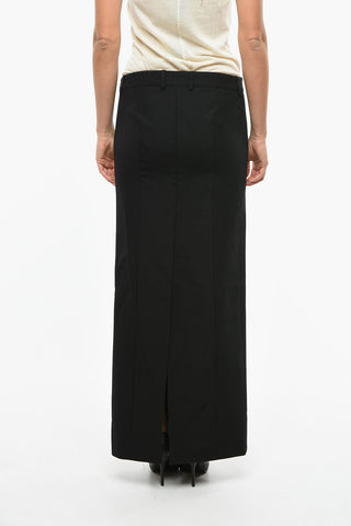 Wool Tube Skirt with Rear Slit
