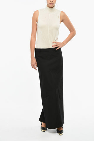 Wool Tube Skirt with Rear Slit
